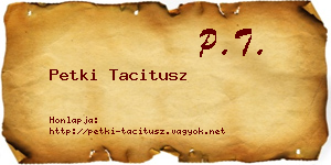 Petki Tacitusz névjegykártya